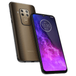 Motorola One Zoom Front and Back Angle View